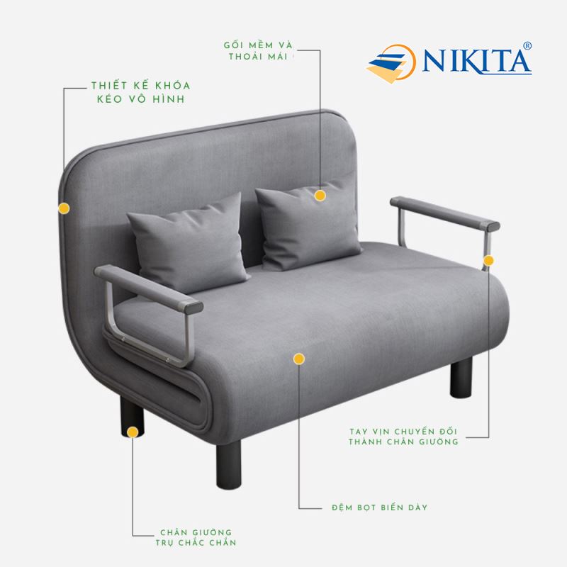 Sofa - Giường xếp 2 in 1 Nikita màu nâu